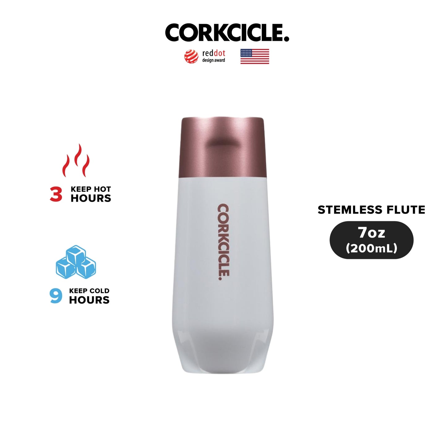 CORKCICLE : STEMLESS MODERN ROSE 7 OZ