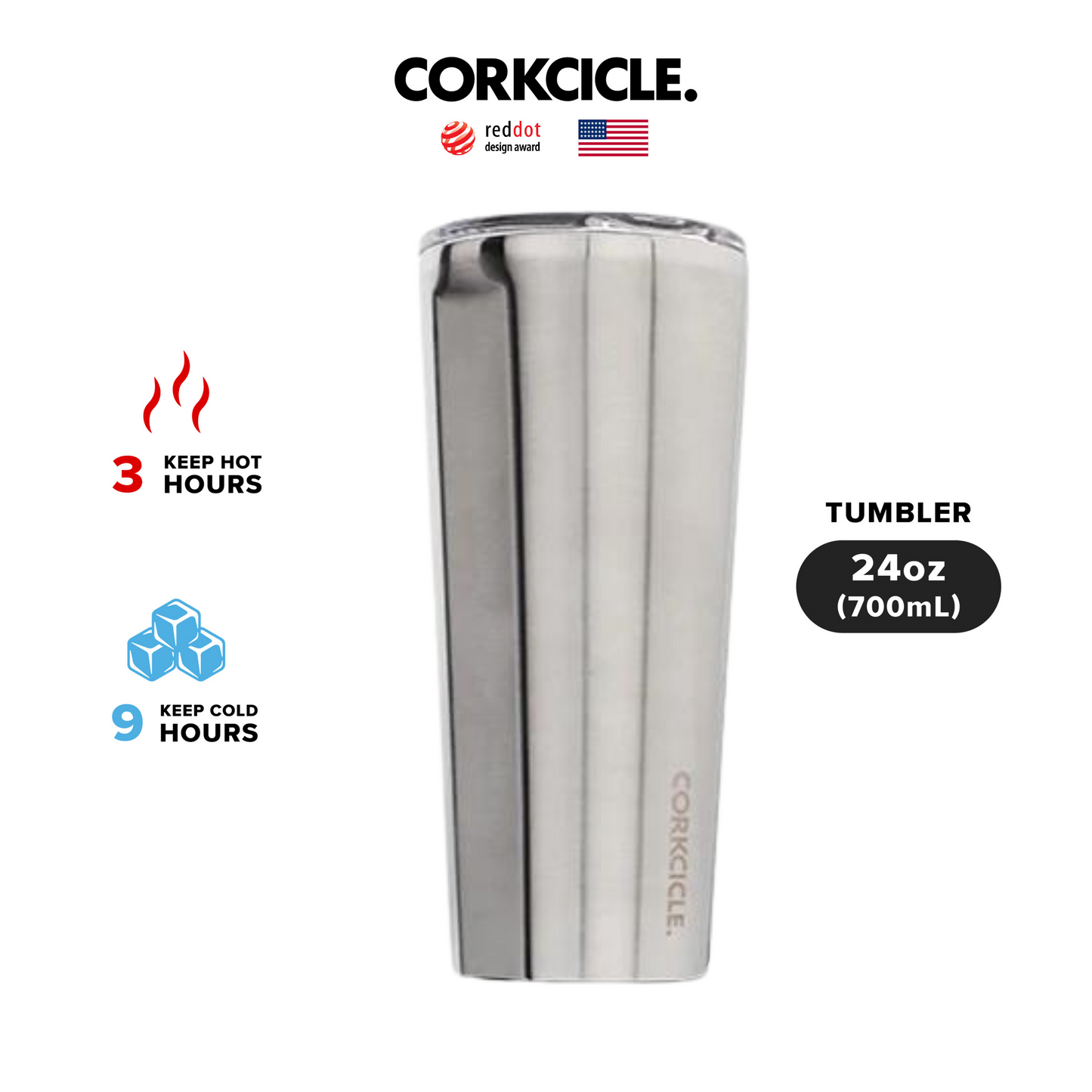 Corkcicle : TUMBLER STEEL 24 OZ