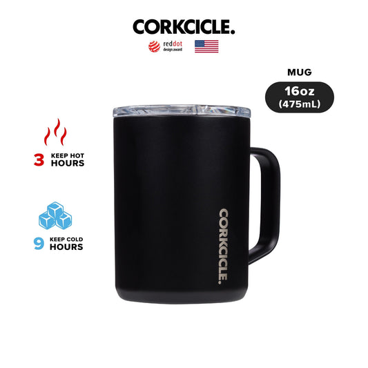 CORKCICLE : MUG MATTE BLACK COFFEE 16 OZ