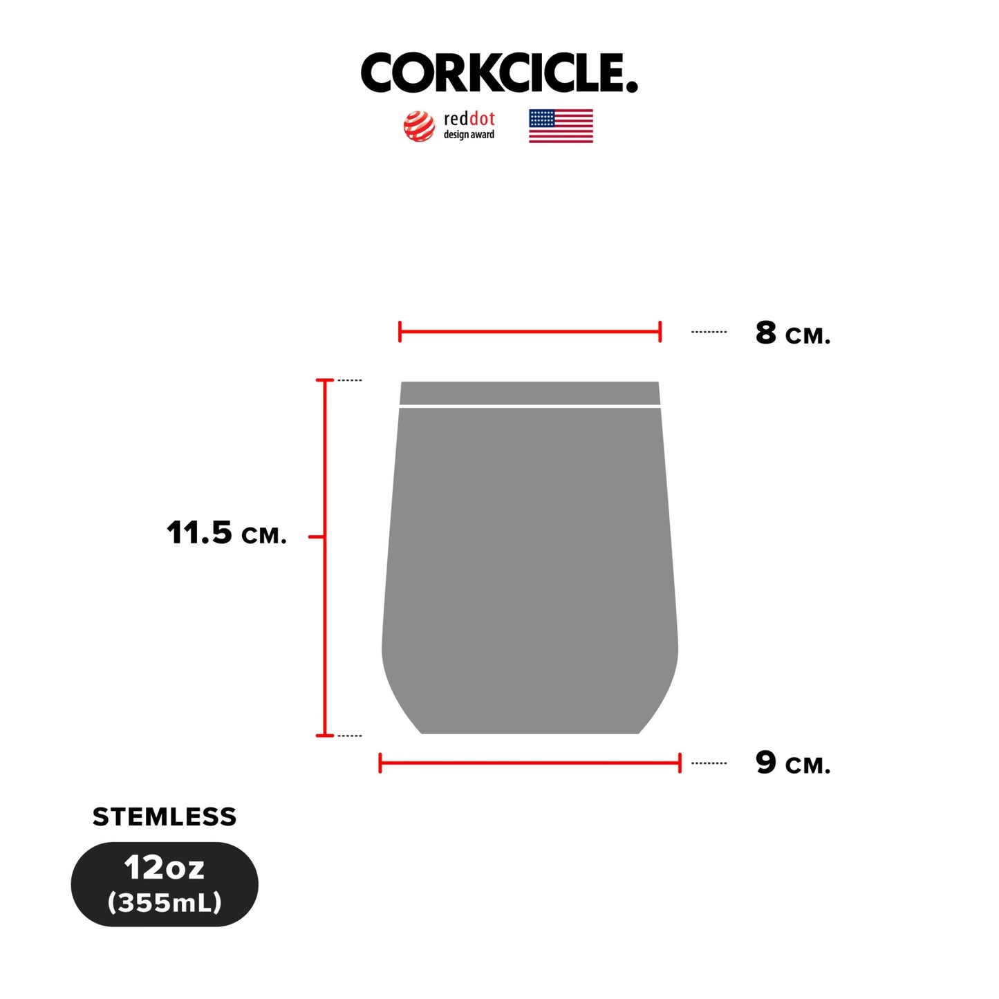 CORKCICLE : STEMLESS GLOSS TURQUOISE 12 OZ