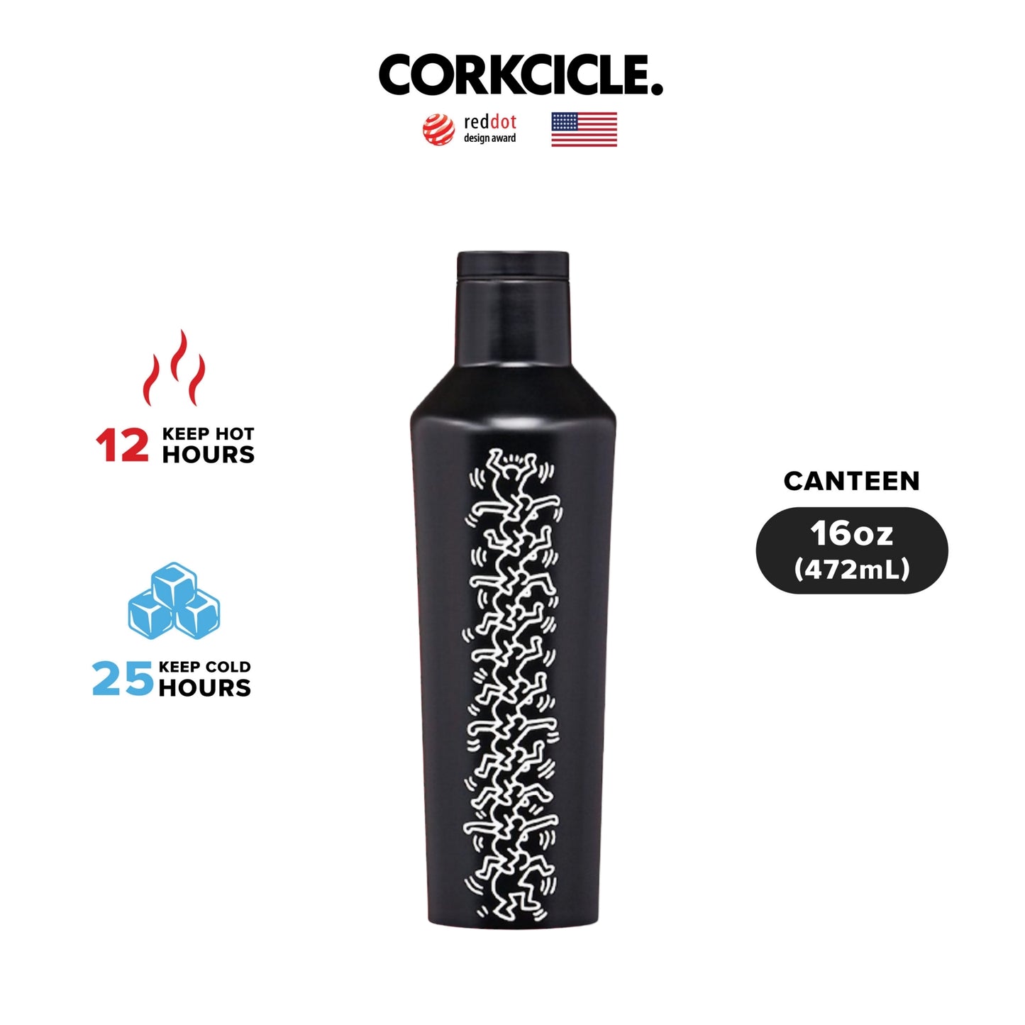CORKCICLE : CANTEEN PEOPLE STACK KEITH HARING 16 OZ