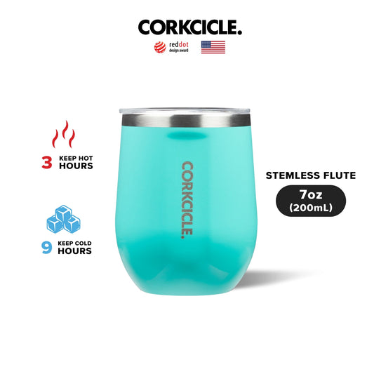 CORKCICLE : STEMLESS GLOSS TURQUOISE 12 OZ